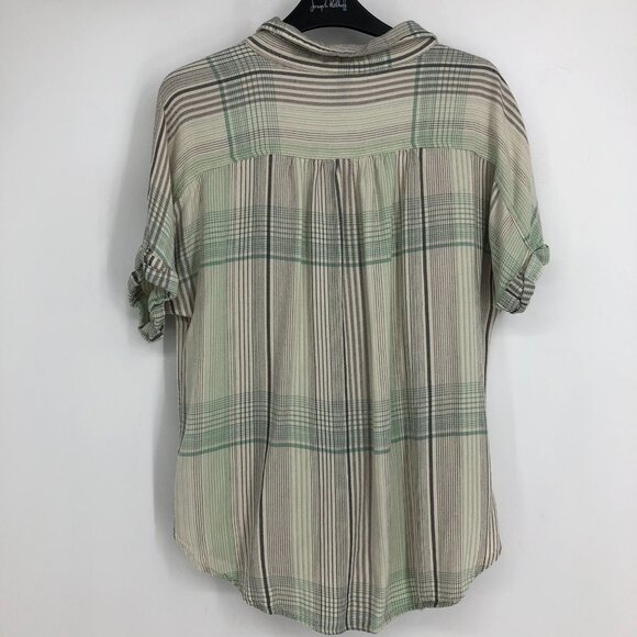 Universal Thread Goods Light Green Short Sleeve Plaid Button up Shirt M - Picture 3 of 15